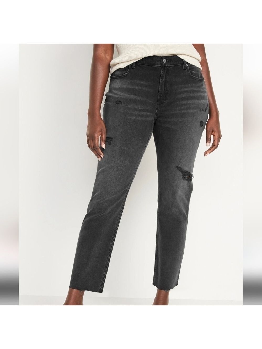 16 • Old Navy • Mid-Rise Boyfriend Straight Ripped Black Jeans